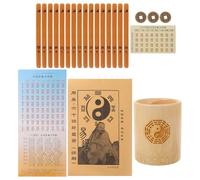 Artibetter Set Bastoncini di bambù per Gioco di Divinazione Cinese, Strumento Tradizionale per Tai Chi e Feng Shui con Contenitore in Bamboo, Kit Completo con Manuale per Principianti,