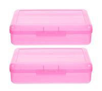 Artibetter Set da 2 Astucci Portapenne in Plastica Trasparente Rosa ad Alta Capacità Organizer Multiuso Rettangolare per Matite Artistiche e Penne Stilografiche Contenitori Rigidi per