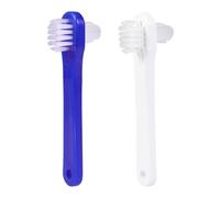 ARTIBETTER Set di 4 Spazzolini per Protesi Dentarie: Doppia Testa con Setole Dure per Protesi Dentarie E Apparecchi di Contenzione - Spazzolini Dentali con Impugnatura Antiscivolo (blu, Bianco)