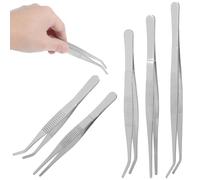 Artibetter Set di 5 Pinzette in Acciaio Inossidabile Argento, Compatte e Facili da Trasportare, per Piante Grasse e Piccoli Spazi Verdi