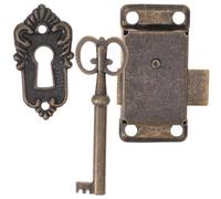 Artibetter Set di Serrature Antiche per Armadietti e Cassetti 53x26mm in Lega Ferro e Zinco con Chiave, Design Vintage per Mobili D’epoca, Kit Versatile per Cassettiere e Mobili Antichi,