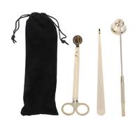 Artibetter Set e Sacchetto Porta Accessori in Acciaio Inossidabile 3 in 1 Accessori per Candele con Taglia Stoppino, Smorza Candela Colore Oro, Design Comodo e Pratico