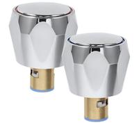 Artibetter Set Manopola per Vitone Rubinetto Caldo Freddo Bagno | Ottone e Plastica, Ricambio per Lavabo e Lavabo, Finitura Argento, Uso su Rubinetto e Rubinetto