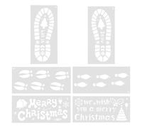 Artibetter Stencil Natalizi per Pittura 6 Pezzi, Modelli per Impronte di Babbo Natale e Renna, Stencil Artistici Riutilizzabili per Decorazioni Fai da Te e Album Scrapbooking