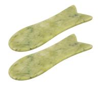 Artibetter Strumento Massaggio Gua Sha Raschiatura Pesce 2 Pezzi in Jade Verde Favorisce Assorbimento e Drenaggio dei Meridiani per Viso e Schiena per Spa