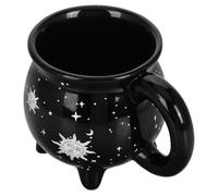 Artibetter Tazza per Decorazione Casa Design Creativo e Versatile in Ceramica Forma Calderone Strega 450ml Nero e Uso Quotidiano