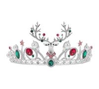 Artibetter Tiara di Natale Strass, Corna di Renna, Argento | Lega di Zinco e Plastica, Comoda e Pratica, per Feste Natalizie e Homecoming