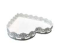 Artibetter Vassoio a Pizzo per Dolci a Forma di Cuore in Ferro Bianco e Pratico per Esposizione di Biscotti e Dessert, per Feste e Matrimoni