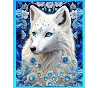 ARTIC FOX COMPOSITION NOTEBOOK Diary Journal Workbook -Blue Ice Floral- Wildlife Wild Animal Canine Art Lover Gift: ֍7.25x9.5 Wide Rule֎ OFFICE/SCHOOL ... Homeschool High School Ivy League University