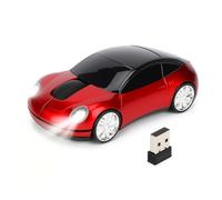 ARTICCO Mouse senza fili a forma di auto sportiva, design ergonomico, rosso e nero, mouse ottico ergonomico da 2,4 GHz con ricevitore USB, design moderno per PC, portatile
