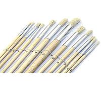 Artico Set da 12 Pennelli Numerati, Punta Tonda, Manico in Legno