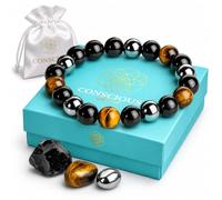 Articoli consapevoli - Bracciale di cristallo - Braccialetti con perline da uomo Gioielli - Bracciale da donna - Braccialetti con pietre chakra - Bracciale protettivo triplo, 0.4 inches, Pietra, Agata