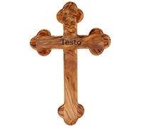 Articoli da regalo Kassis Croce in legno d’ulivo Crocifisso Croce da parete semplice con bordi arrotondati da appendere da Betlemme per Cresima, Battesimo, Comunione (Testo personalizzato, 18 cm)