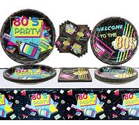 Articoli per feste anni '80, 61 pezzi piatti anni '80, tovaglioli, tovaglie, per decorazioni per feste di ritorno agli anni '80, articoli per feste di compleanno a tema anni '80, serve 20