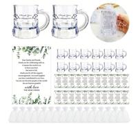 Articoli per matrimoni, 20 set di mini boccali di plastica per birra come bomboniere per gli ospiti, bicchieri di plastica trasparente riutilizzabili da 1 oz con biglietti di ringraziamento, sacchetti