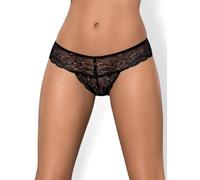 Perizoma in pizzo morbido e luccicante con gioielli Miamor Obsessive (nero)