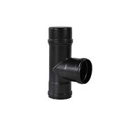 Articolo fumisteria Linea"Pellet Superior": raccordo a"T" femmina-femmina, ø 80 mm, con tappo raccogli condensa, colore nero