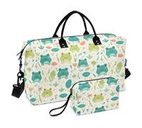 Articolo personale Borsa Da Viaggio Fresco Primavera Carino Rane Verde Palestra Tote Bag con Toiletry Bag per Viaggi di Lavoro 2 Pz Set bolsas de para mujer en avion
