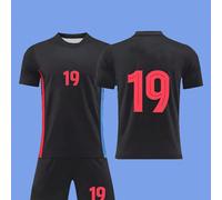 [Articolo Personalizzato] Set di maglia e pantaloncini da calcio personalizzati con nome e numero 19 del Barcellona 2025 per bambini - realizzati in poliestere, con scollo a giro, adatti per l'allenam