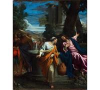 ARTICULOZY Stampa artistica da parete su tela di qualità, Annibale Carracci, Cristo e la Samaritana, 76 x 101 cm, pronta da incorniciare, ideale per la decorazione della casa o dell'ufficio, ottima