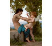 ARTICULOZY Stampa decorativa su tela arrotolata - Bouguereau - Una giovane ragazza che si difende dall'eros, 127 x 101 cm, riproduzione dei colori vivaci, arte decorativa durevole e di lunga durata
