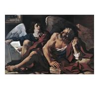 ARTICULOZY Stampa decorativa su tela arrotolata - Guercino - San Matteo e l'angelo - 76 x 101 cm | Riproduzione di colori vivaci | Arte decorativa durevole e duratura