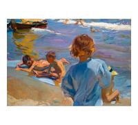 ARTICULOZY Stampa decorativa su tela arrotolata - JoaquIn Sorolla - Ninos en la playa, Valencia - 127 x 101 cm | Riproduzione di colori vivaci | Arte decorativa durevole e duratura