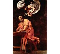 ARTICULOZY Stampa decorativa su tela arrotolata - San Matteo e l'angelo di Caravaggio - 127 x 101 cm | Riproduzione di colori vivaci | Arte decorativa durevole e duratura