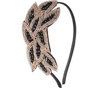 ArtiDeco 1920 copricapo Vintage 1920 fascia di cristallo fascia Flapper copricapo con accessori di cristallo Grande Gatsby accessori del costume Roaring 20 (Oro Nero)