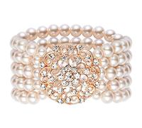 ArtiDeco - Braccialetto elastico con perle sintetiche, in stile flapper anni '20, per costume in stile il grande Gatsby, accessorio decorativo con cristalli e Lega, cod. Ar-Bracelet006