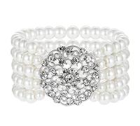 ArtiDeco - Braccialetto elastico con perle sintetiche, in stile flapper anni '20, per costume in stile il grande Gatsby, accessorio decorativo con cristalli e Lega, cod. Ar-Bracelet006