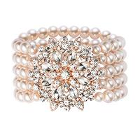 ArtiDeco - Braccialetto elastico con perle sintetiche, in stile flapper anni '20, per costume in stile il grande Gatsby, accessorio decorativo con cristalli e Lega, cod. Ar-Bracelet006
