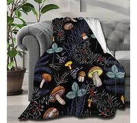 ARTIEMASTER Coperta con funghi della foresta selvaggia scura, morbida e leggera, adatta per l'uso a letto, soggiorno e viaggi, 127 x 101,6 cm, per bambini