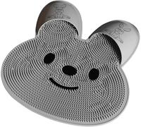 Artifatto di sfregamento del piede del coniglio, Tappetino da bagno in silicone del coniglio, Tappetino massaggiatore detergente del piede con ventose antiscivolo (Grey)