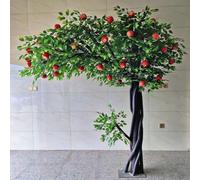 Artificial Apple Tree, Large Fake Fruit Asymmetrical Curved Freestanding Simulation Plant for Living Room Mall Wedding Indoor Floor Decor(4.5M)