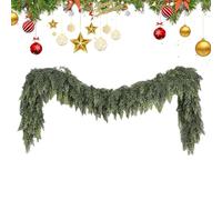 Artificial Cedar Garland - Real Touch Winter Pine Garland For Mantle, Holiday Atmosphere Props, Party Supplies For Front Door Living Room Porches Fireplace Wall Garden Indoor Fireplaces Mantle