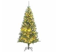Artificial Christmas Tree, 180 cm Tall, Pre-Lit with 300 s, Frosted Snow Effect, Includes 121 Rose Gold Ornaments, Durable Metal Stand, 8 ing Modes for Indoor Home Decor