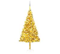 Artificial Christmas Tree, 240 cm Tall, Golden with 1300 suggerimenti, Pre-Lit with 300 s, Includes 120 Gold & White Ornaments, Durable PET & Steel, Indoor Holiday Decor