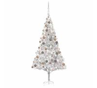 Artificial Christmas Tree, Argento, 240 cm (7.9 ft), Pre-Lit with 300 s, Includes Rose Gold Ornaments, Durable Steel Stand, Ideal Indoor Holiday Decor for Home, 1300 Tips