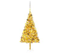 Artificial Christmas Tree, Gold, 180 cm PET, Pre-Lit with s, Includes Rose Gold Ornaments & Star Topper, Stable Steel Stand, Indoor Holiday Decoration