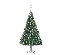Artificial Christmas Tree, Green, 180 cm Tall, Pre-Lit with 150 s, 930 suggerimenti, ornamenti in oro rosa, supporto in acciaio, decorazione per interni ed esterni, decorazione per la casa