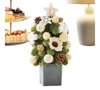 Artificial Christmas Tree, Handmade Holiday Tabletop Ornament Decoration, Mini Desk Christmas Tree for Festival Party Home Office Apartment Indoor Fireplace Winter Holiday Celebration