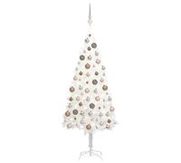 Artificial Christmas Tree, Pre-Lit with Warm s & Rose Gold Ornaments, White 180 cm, Realistic PE Needles, Durable Steel Stand, Indoor Holiday Decor