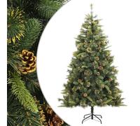 Artificial Christmas Tree, Realistic Foldable Design, 240 cm, larghezza 130 cm, con 95 Pine Cones, 1874 punte miste, supporto in metallo, verde, per interni