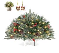 Artificial Christmas Tree with Lights/Timer,LED Christmas Tree with Tripod Stake Outdoor/Indoor,Lighted Holiday Planter Filler Home Decorations (1pcs)