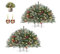 Artificial Christmas Tree with Lights/Timer,LED Christmas Tree with Tripod Stake Outdoor/Indoor,Lighted Holiday Planter Filler Home Decorations (2pcs)