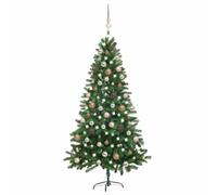 Artificial Christmas Tree with s & Ornaments, 180 cm Green, Realistic PE Branches, Steel Base, 150 s, Rose Gold Baubles, Indoor Decor for Festive Winter Season