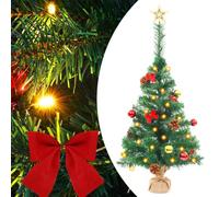 Artificial Christmas Tree with s & Ornaments, Green 64 cm, Pre-Lit Tabletop Xmas Decoration for Indoor Outdoor 20, 4 ing Modes, Stable Steel Base, Festive Holiday Decor