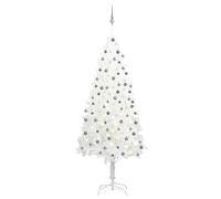 Artificial Christmas Tree with s & Ornaments, White, 210 cm, diametro 105 cm, 1100 PE Branches, Pre-Lit with 300 s, Stable Steel Stand for Indoor Home Holiday Decor