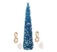 Artificial Christmas Trees, Glitter Faux Tree with LED Colorful Lights, 5Ft Realistic Plants Decoration, Festive and Eye-Catching Design, Porch, Indoor, Outdoor, Tabletop, Desktop